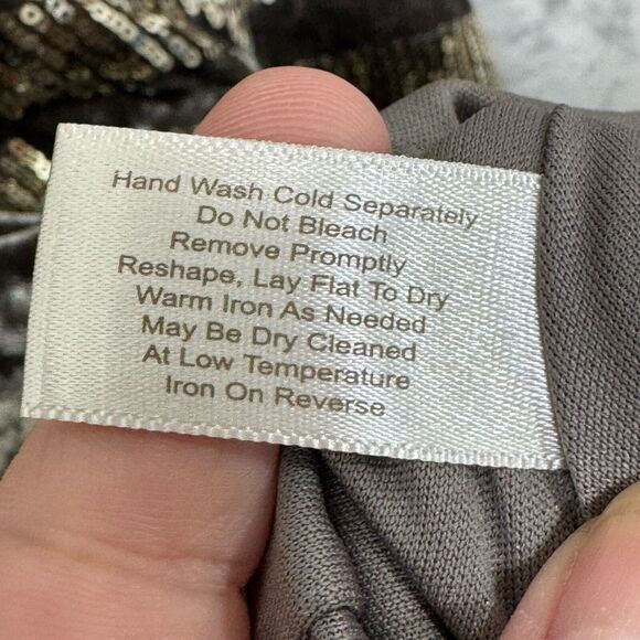 Boston Proper Dress Womens 4 Silver Gray Velvet Gold Sequin Party Cocktail - Picture 5 of 11